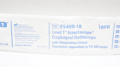 Smith Medical ES400-18 Level 1 Acoustascope Esophageal Stethoscope 18 Fr